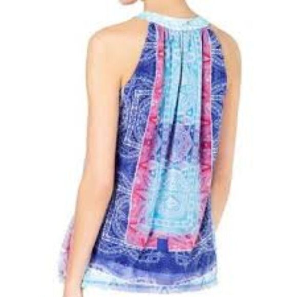 Inc Ombre Bloom Chiffon Halter Top Paisley M NEW - Picture 2 of 8